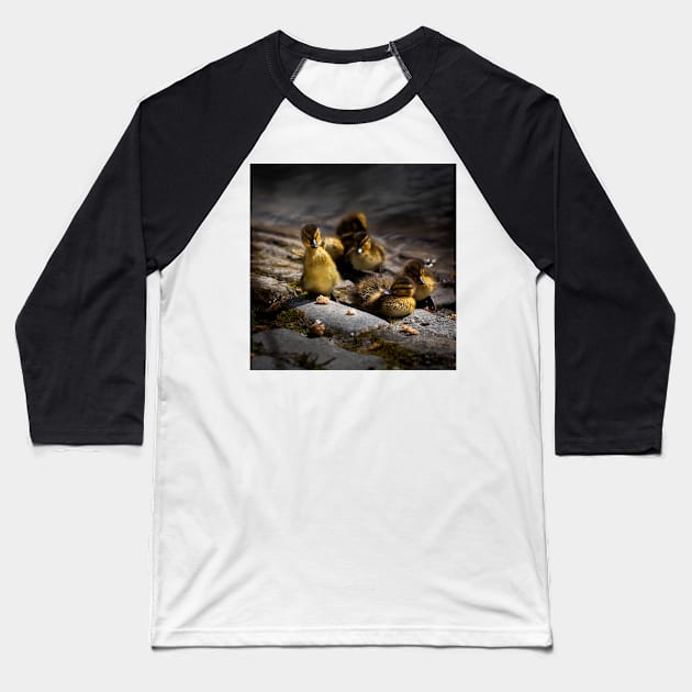 Mallard Ducklings Baseball T-Shirt by axp7884